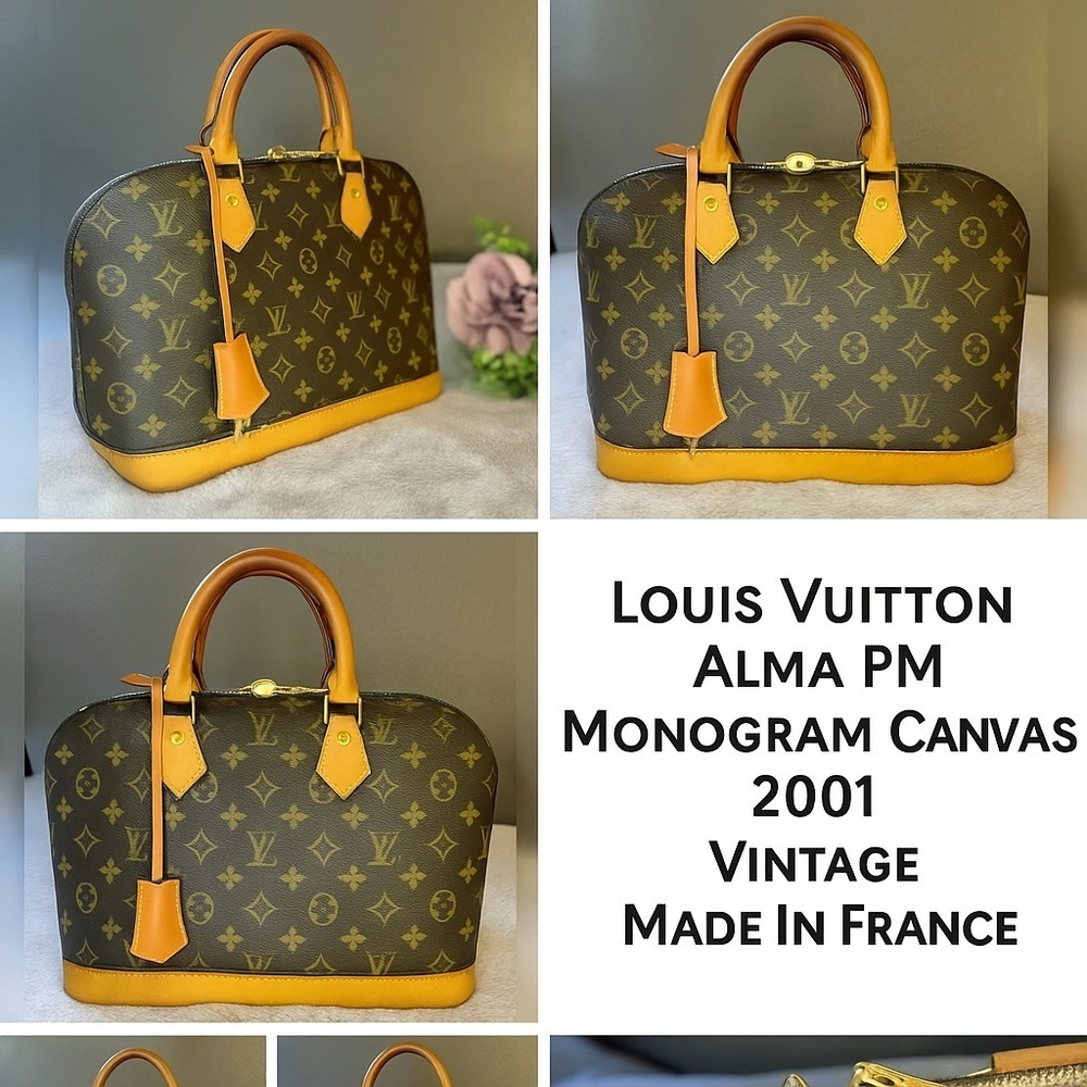 Louis Vuitton Alma PM Monogram Canvas Satchel Bag Vintage France Gifts For Her - Picture 2 of 15